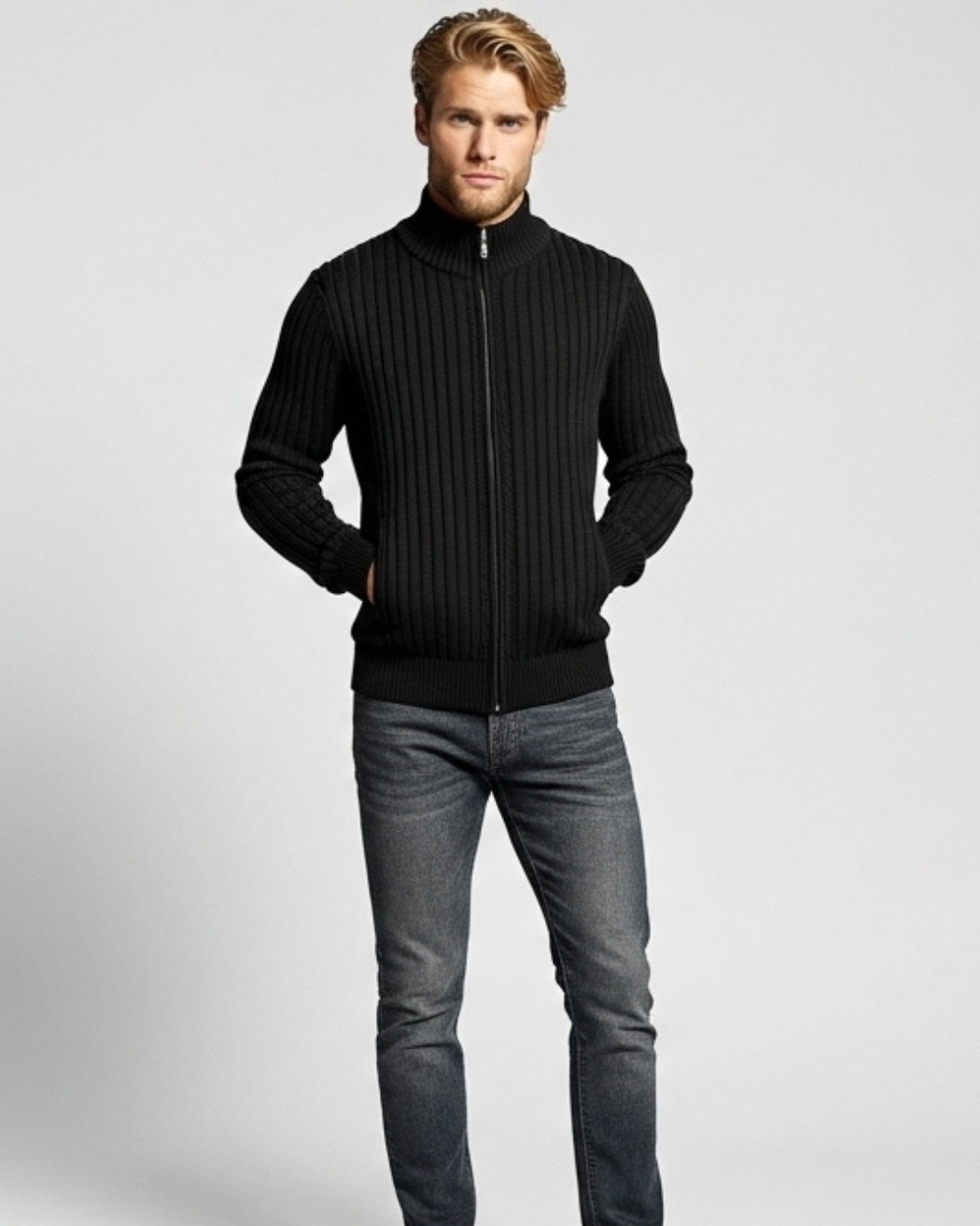 Classic Ribbed Zip Sweater