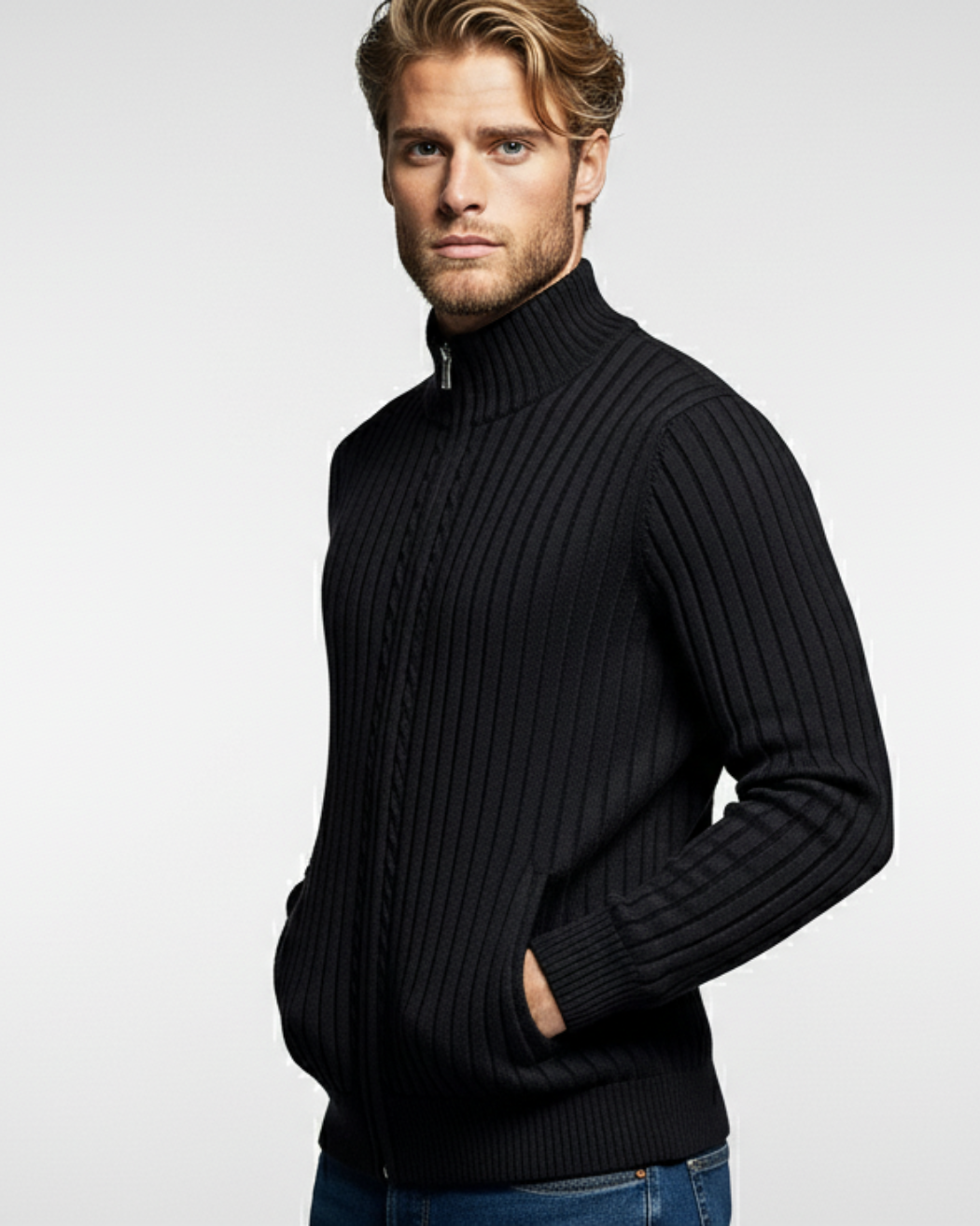 Classic Ribbed Zip Sweater