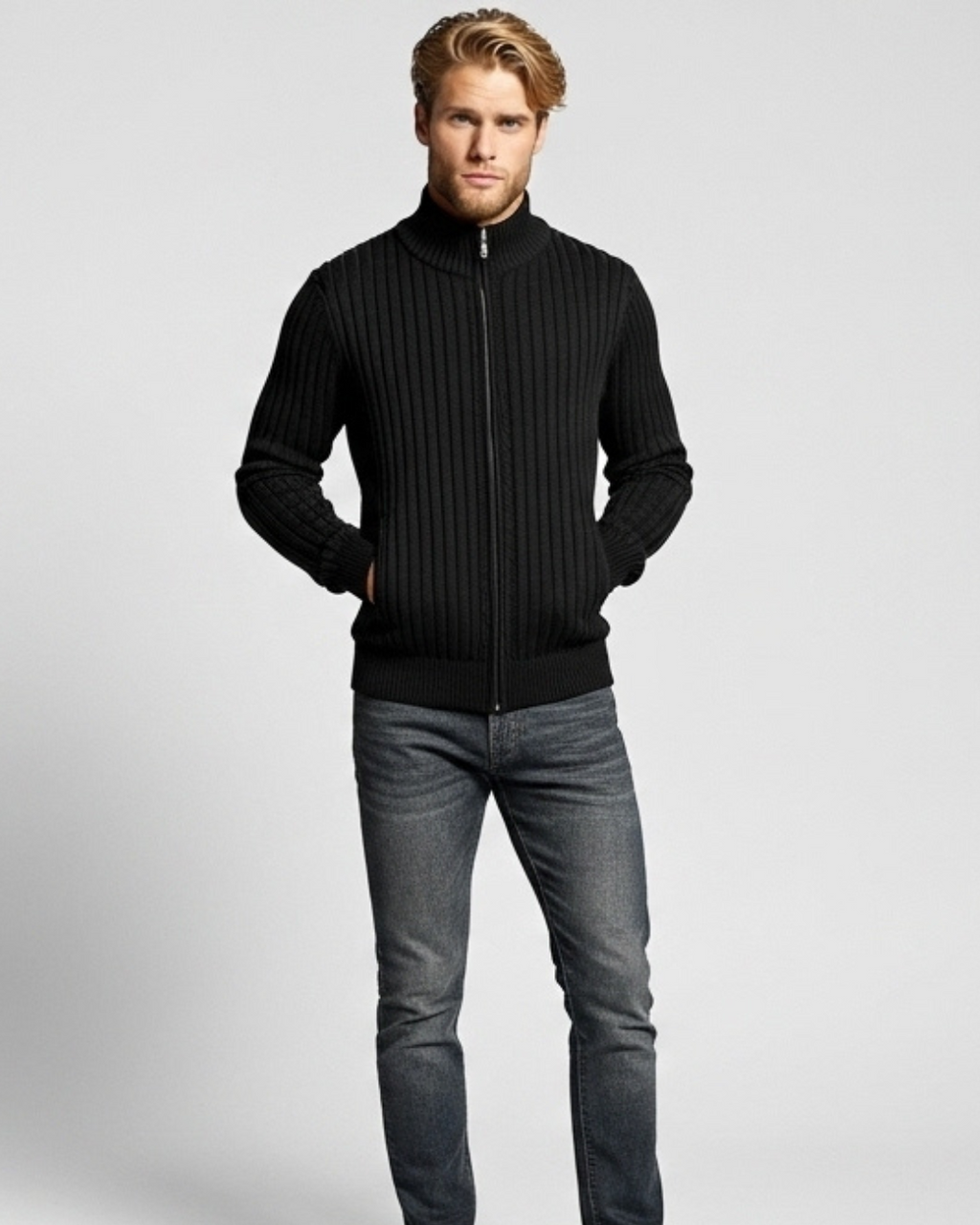 Classic Ribbed Zip Sweater