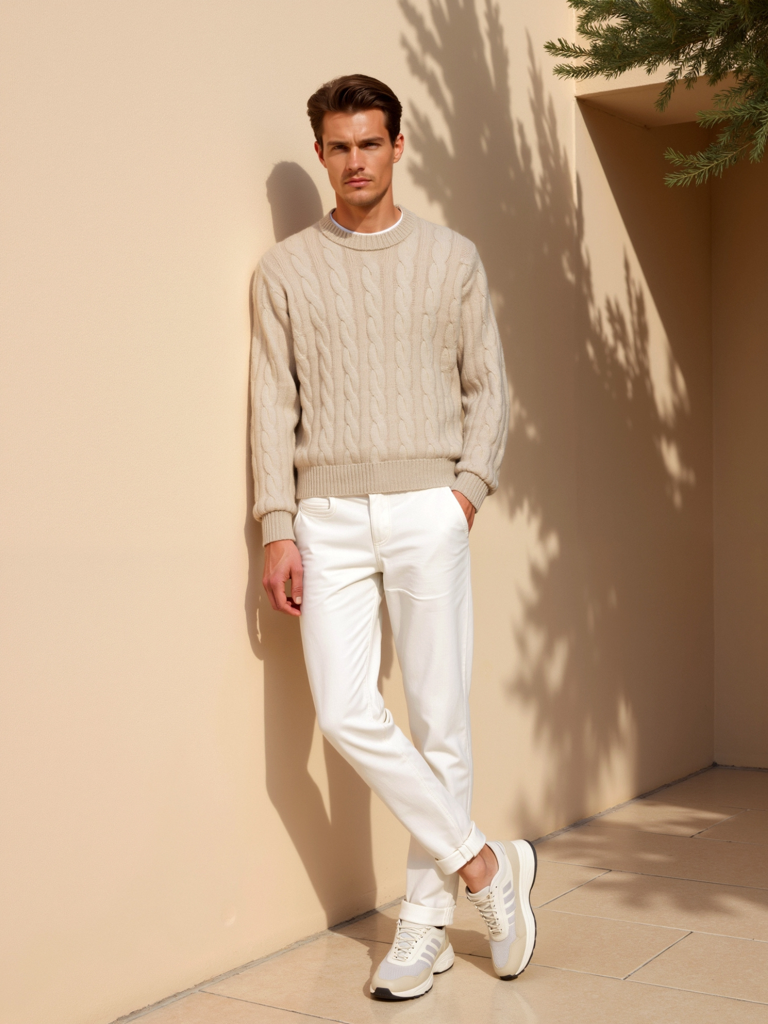 Cashmere Cable-Knit Crew Sweater