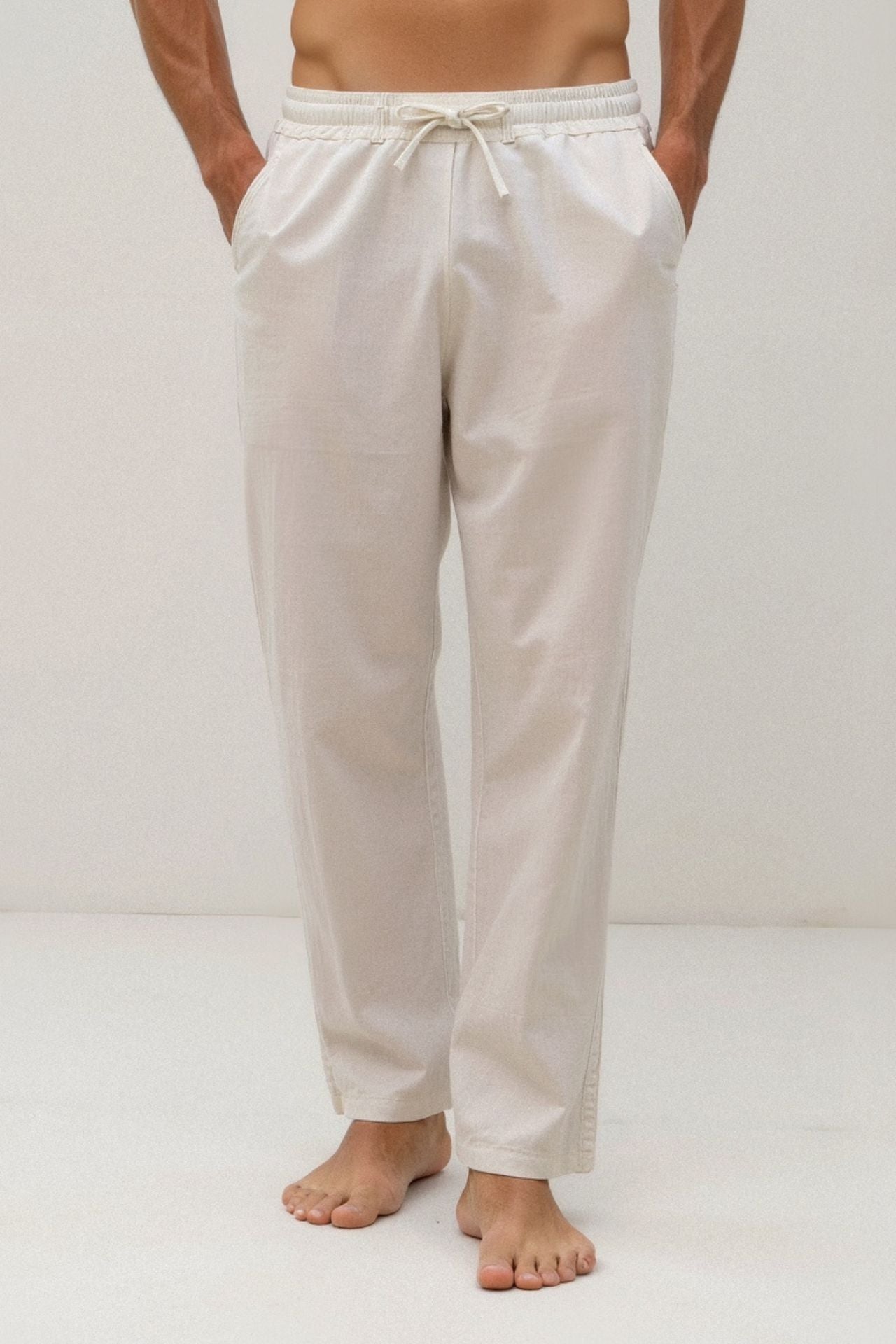 Michello Cotton & Linen Blend Drawstring Pants