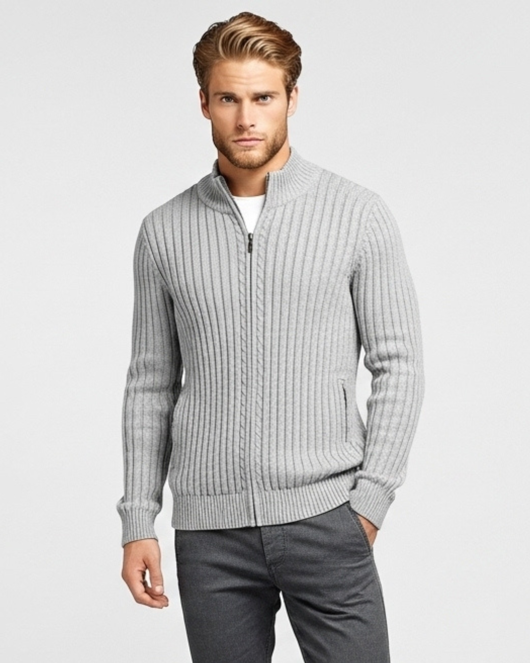 Classic Ribbed Zip Sweater