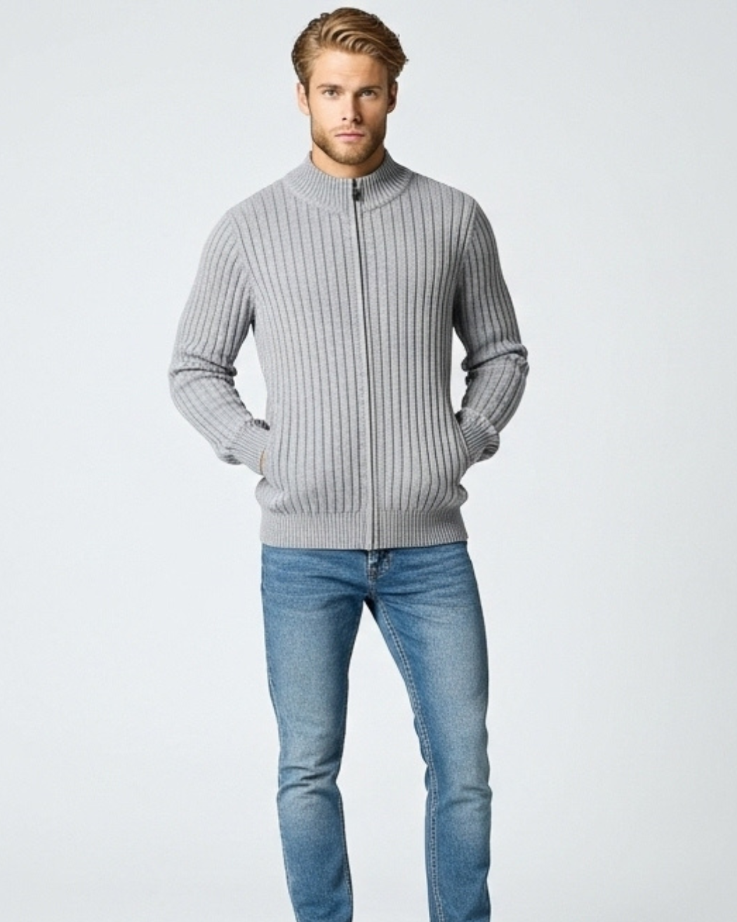 Classic Ribbed Zip Sweater
