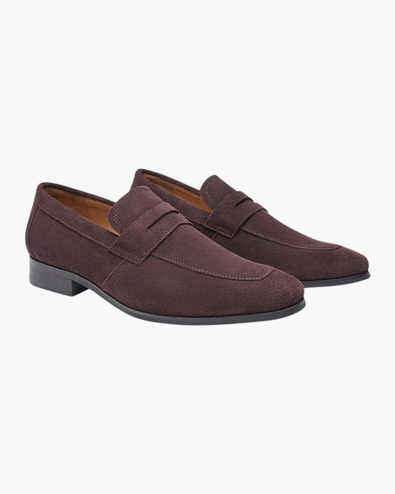 Michelloo Suede Loafers: Classic Penny Slot Design