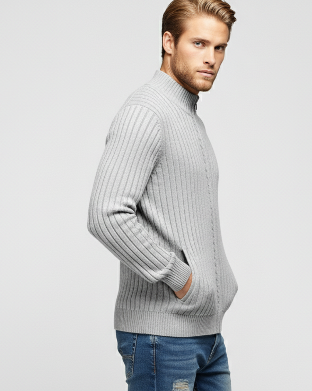 Classic Ribbed Zip Sweater