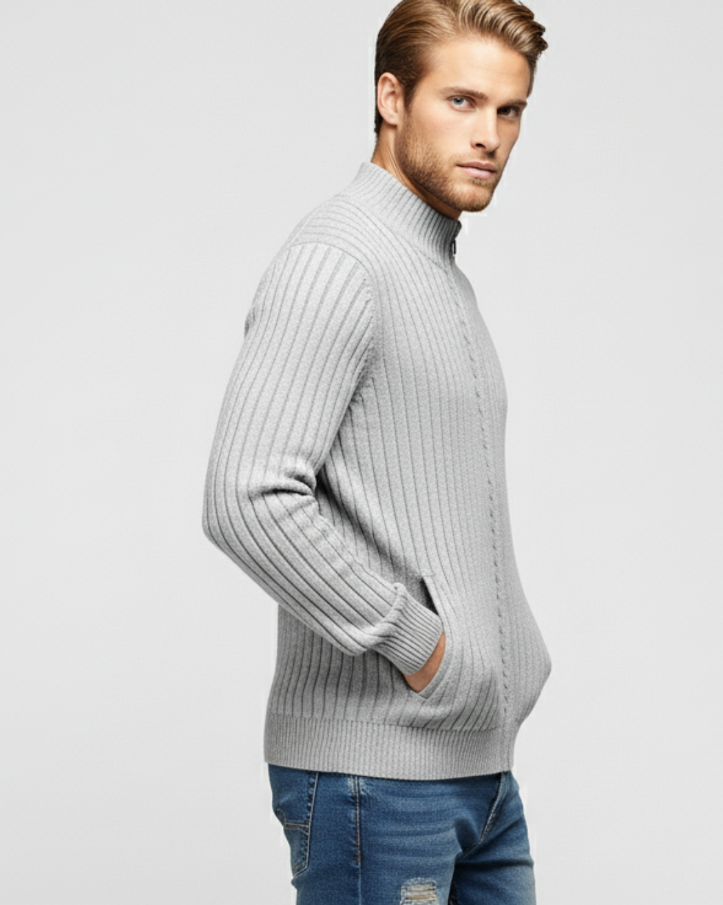 Classic Ribbed Zip Sweater