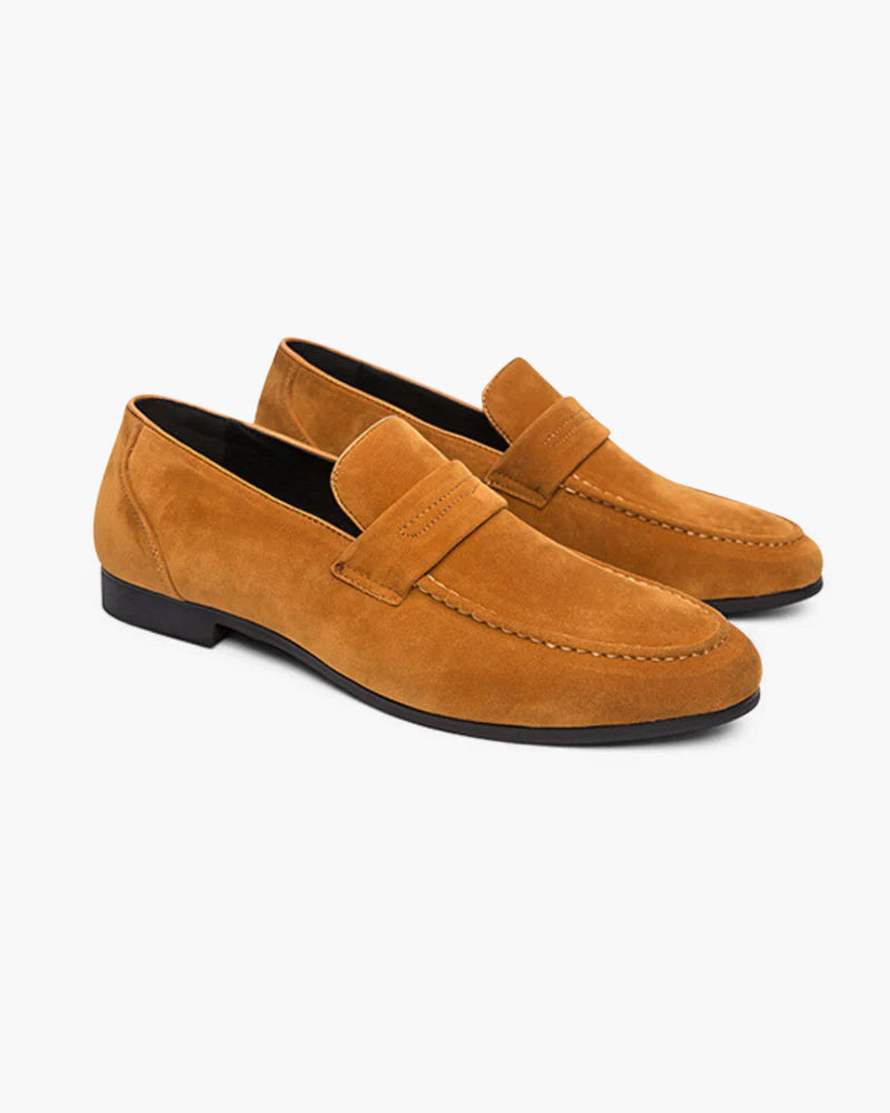 Michelloo Suede Loafers: Classic Penny Slot Design