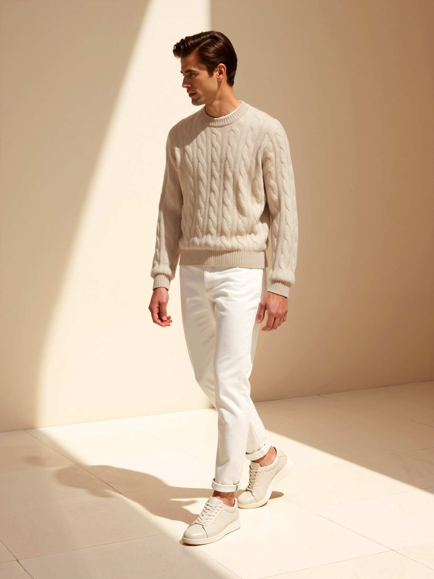 Cashmere Cable-Knit Crew Sweater