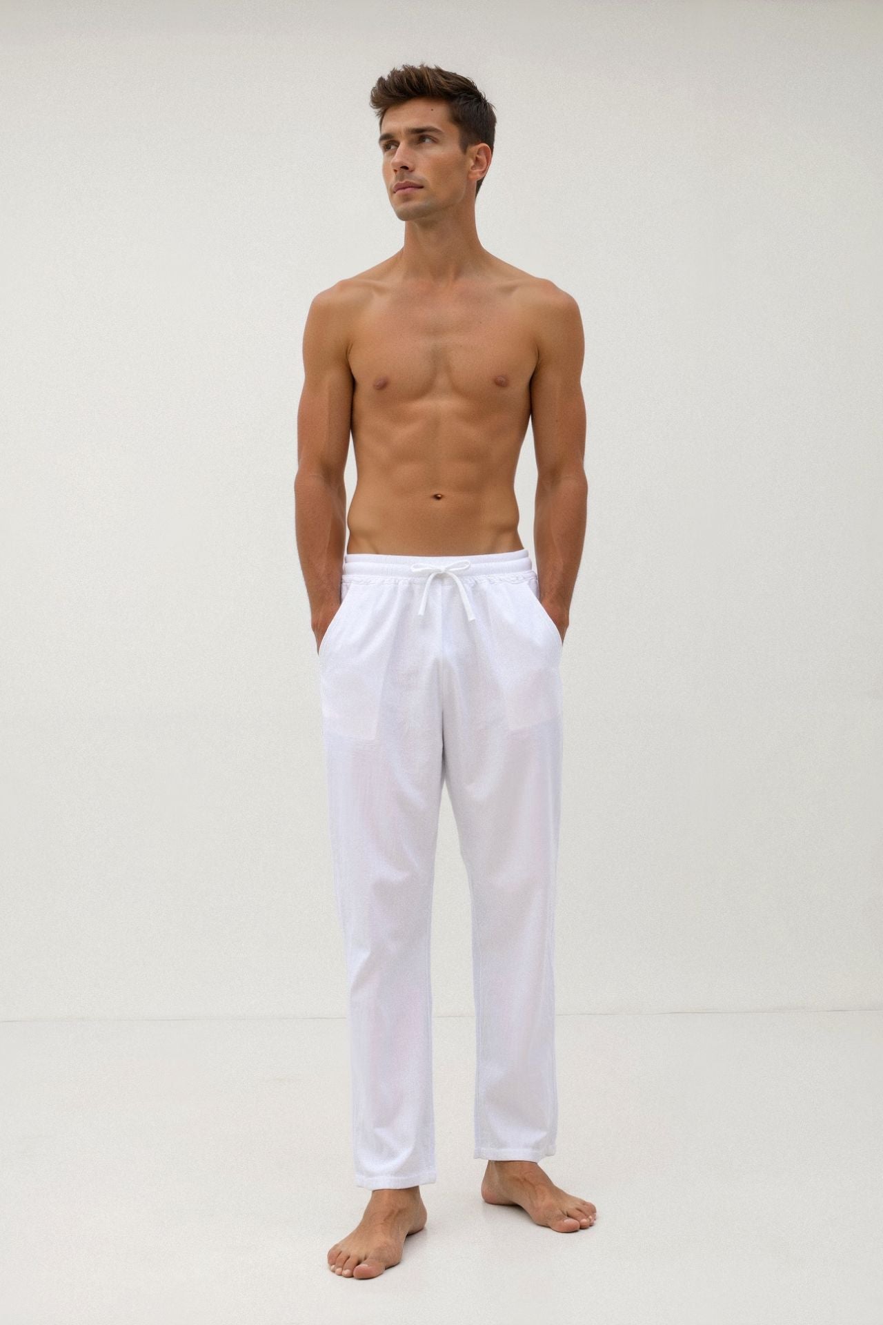 Michello Cotton & Linen Blend Drawstring Pants
