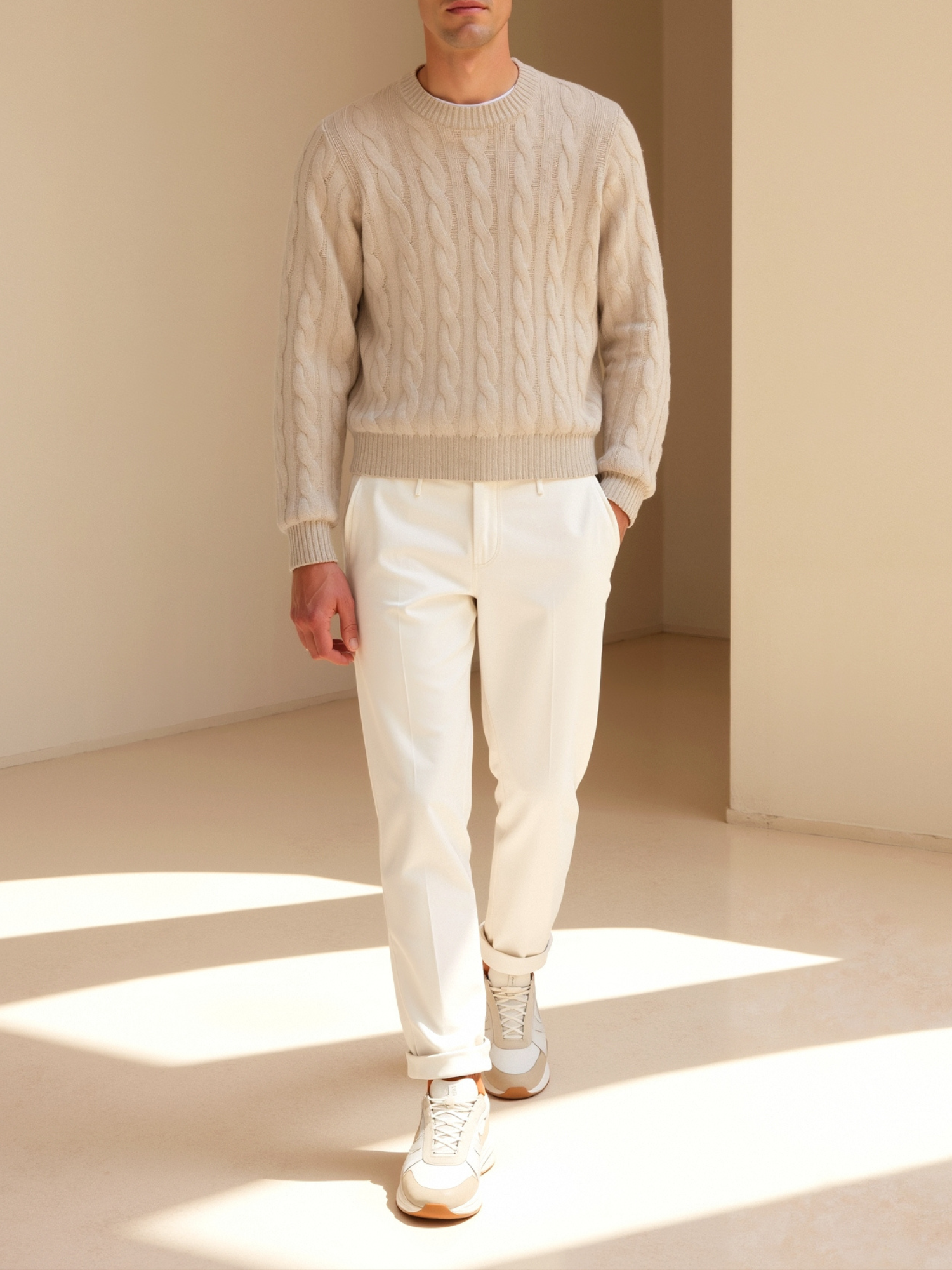 Cashmere Cable-Knit Crew Sweater