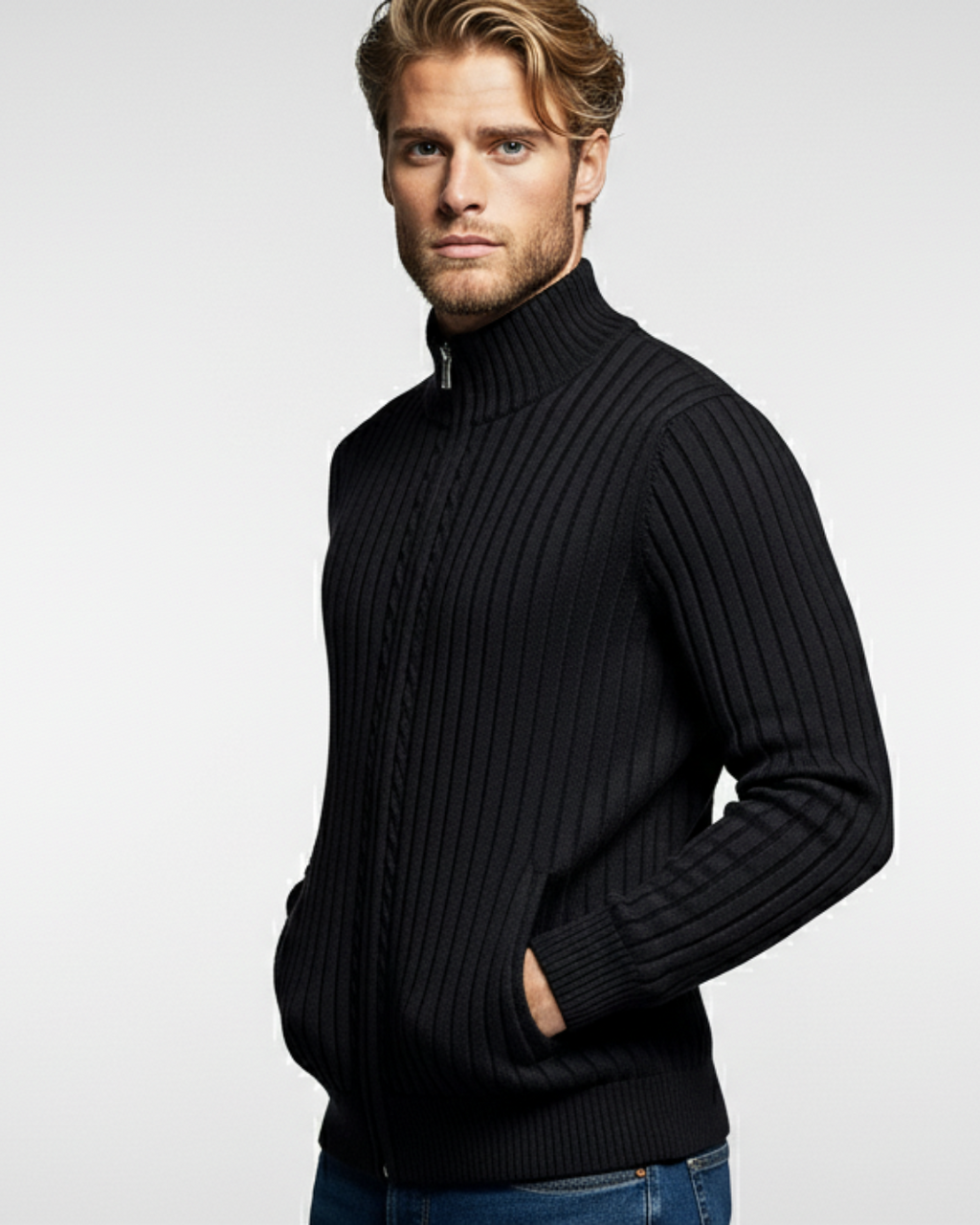 Classic Ribbed Zip Sweater