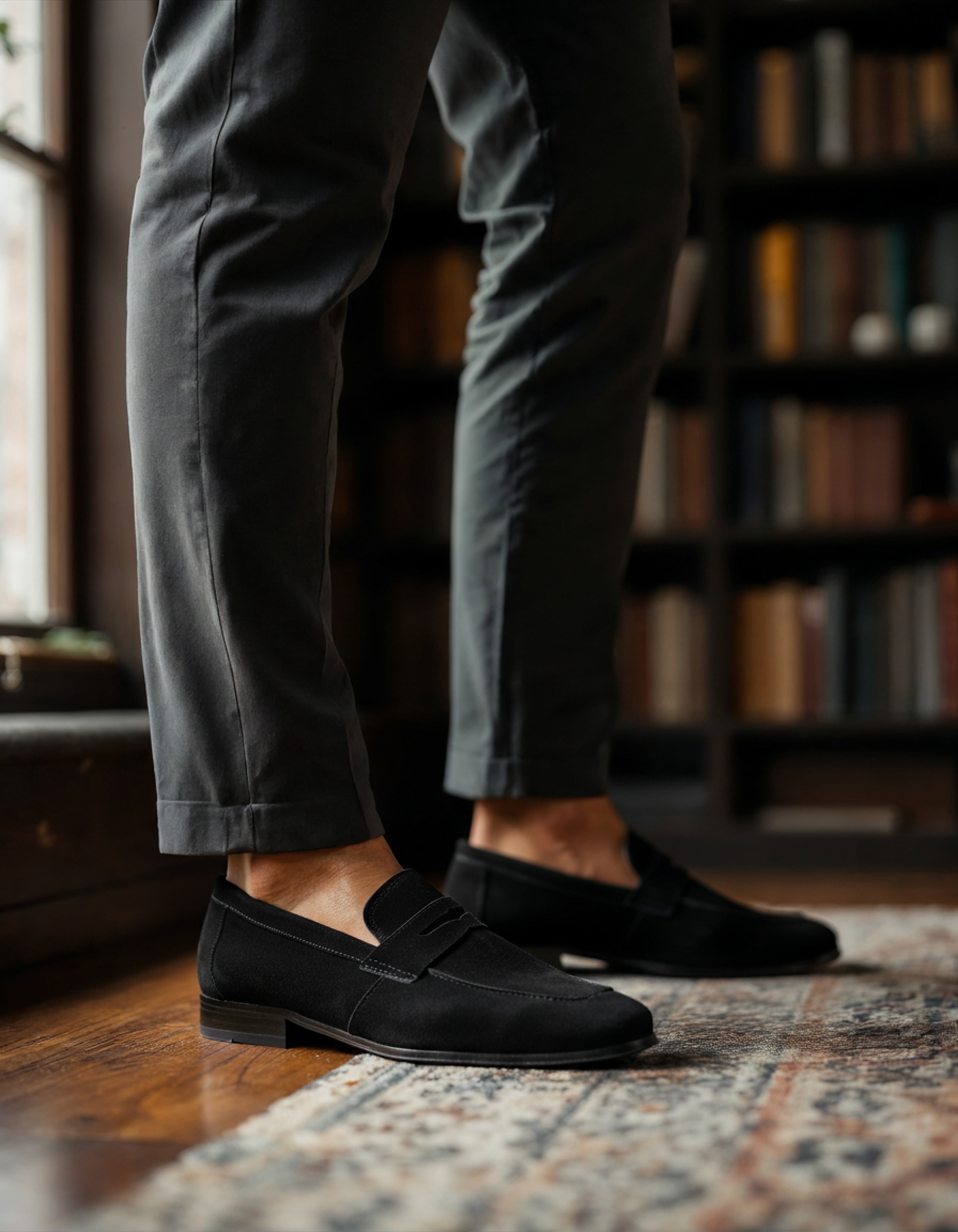 Michelloo Suede Loafers: Classic Penny Slot Design