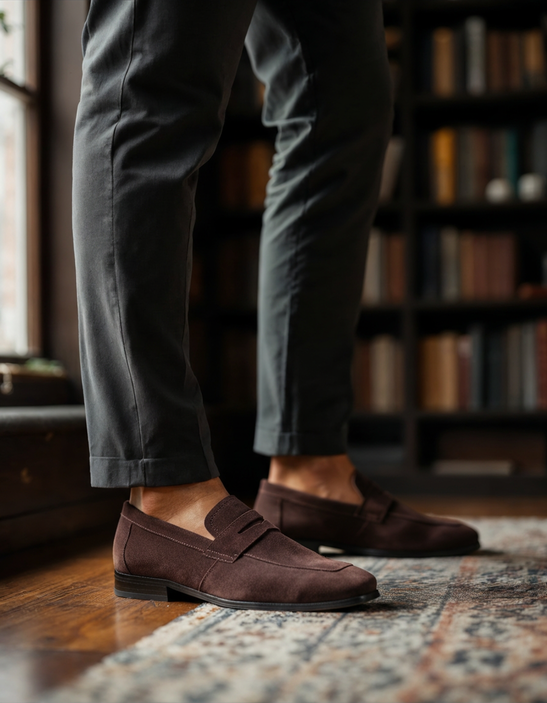 Michelloo Suede Loafers: Classic Penny Slot Design