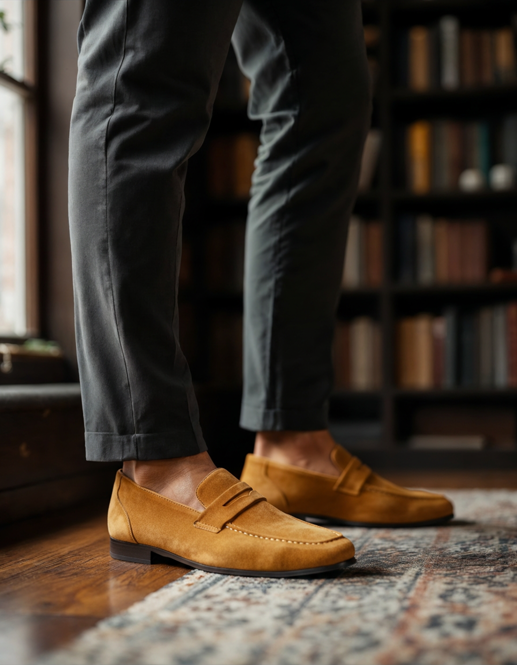 Michelloo Suede Loafers: Classic Penny Slot Design