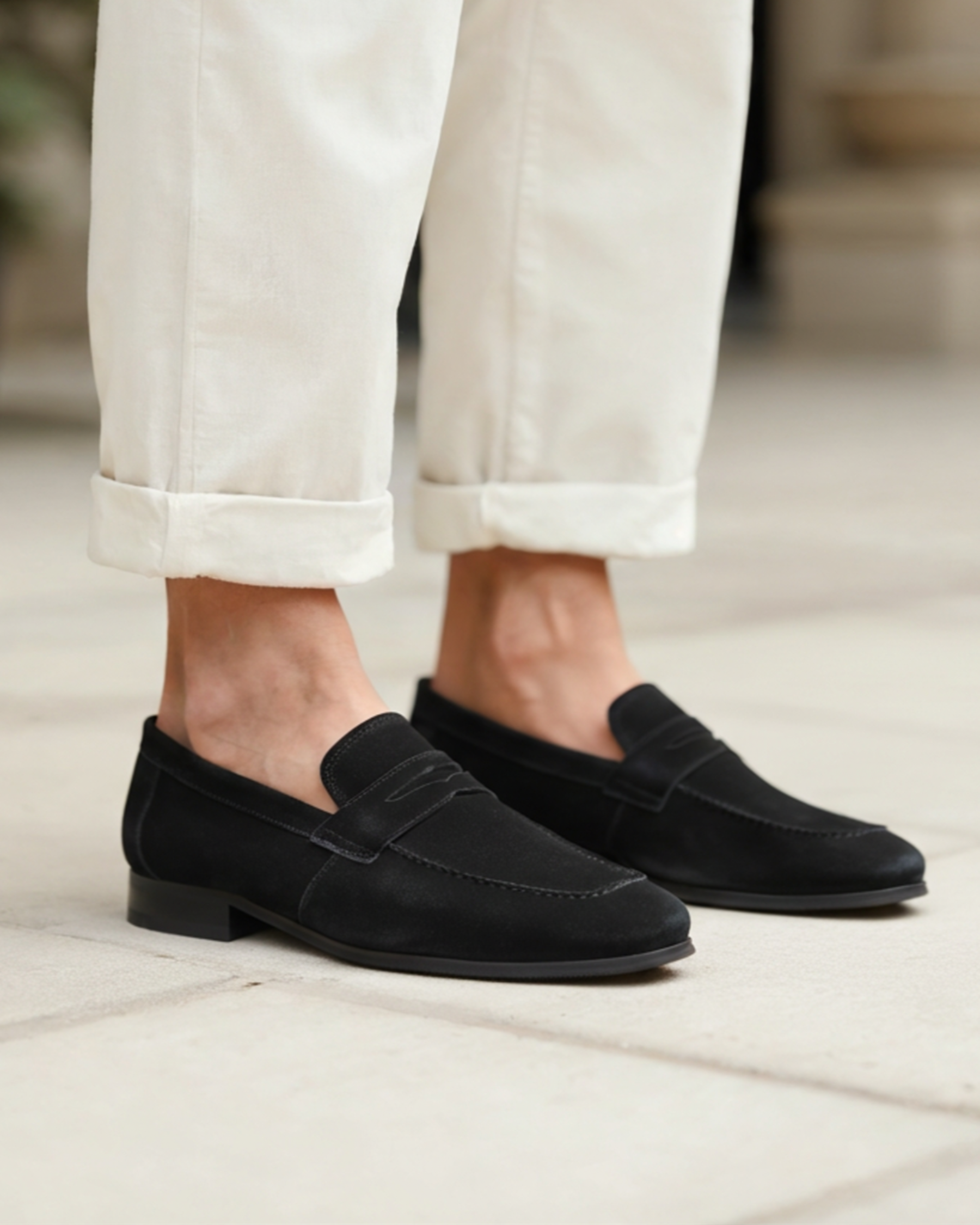 Michelloo Suede Loafers: Classic Penny Slot Design