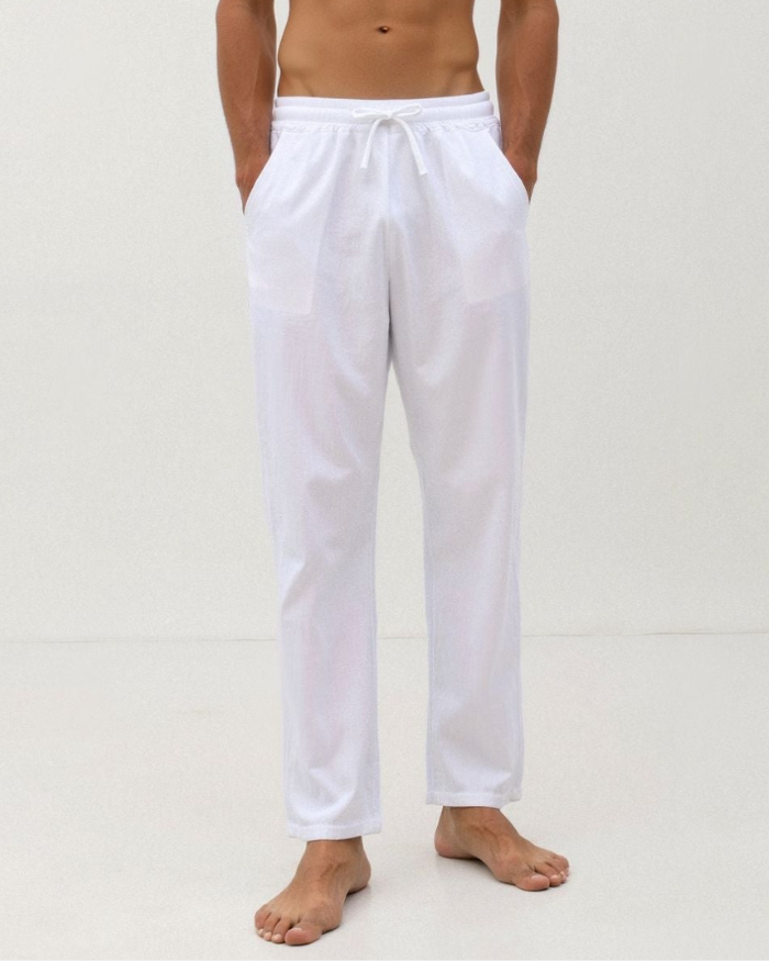 Michello Cotton & Linen Blend Drawstring Pants